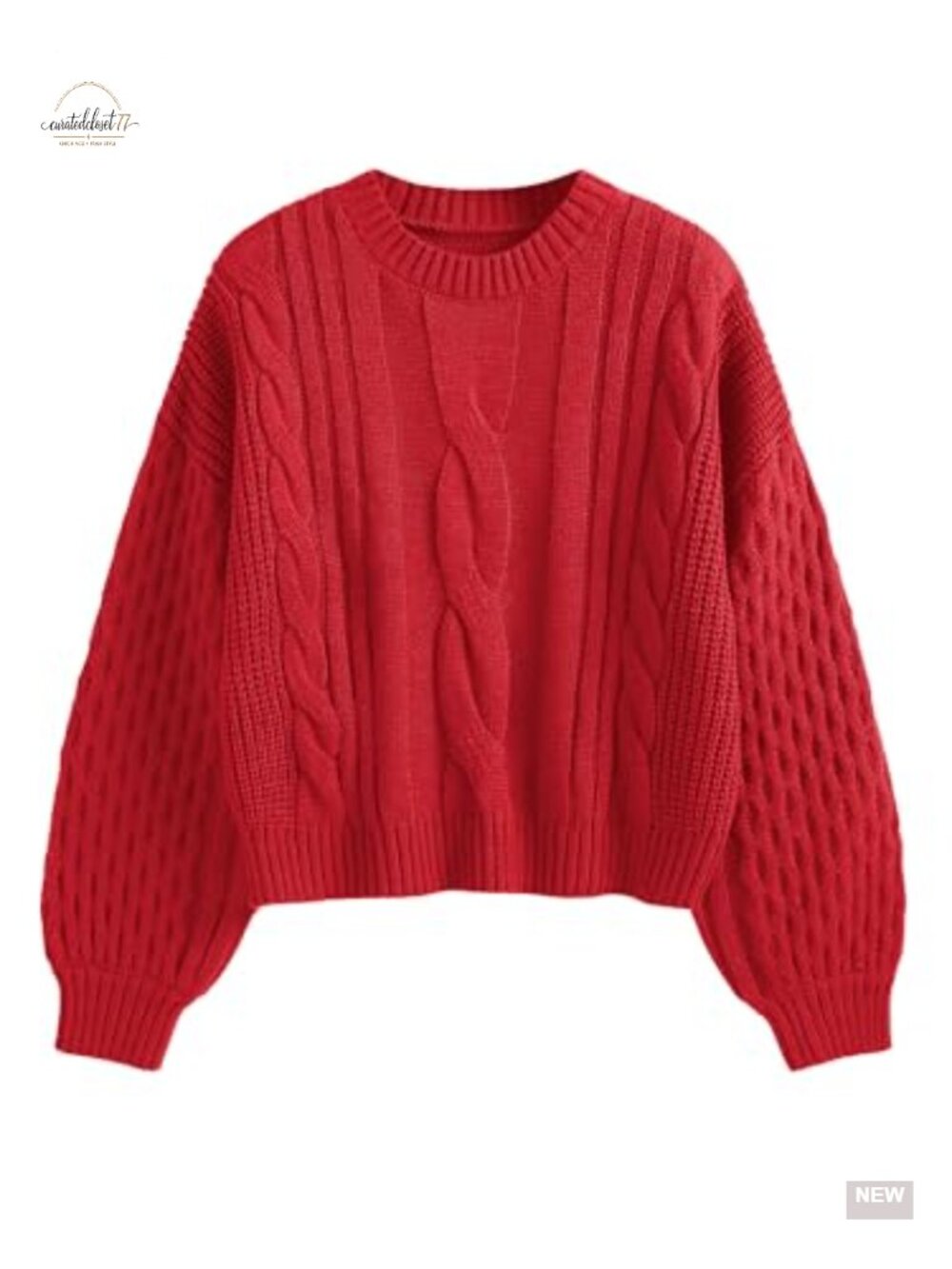 Cable Knit Crewneck Long Sleeve Pullover Sweater